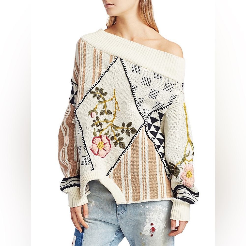 Monse Upside-Down Floral Intarsia Cotton sweater size XS in excellent condition.